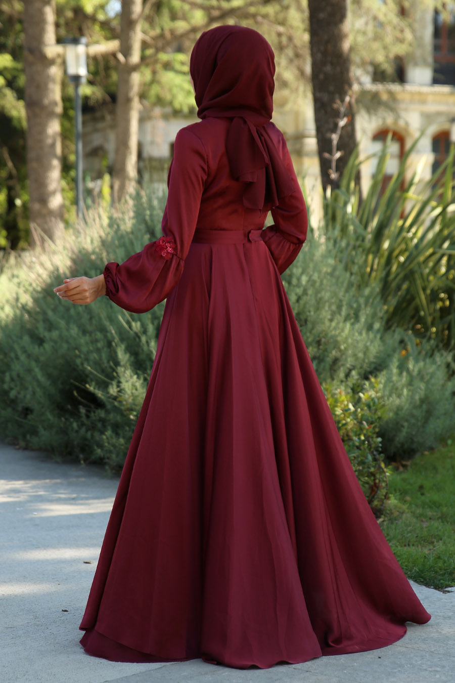 CLARET RED EVENING DRESS 